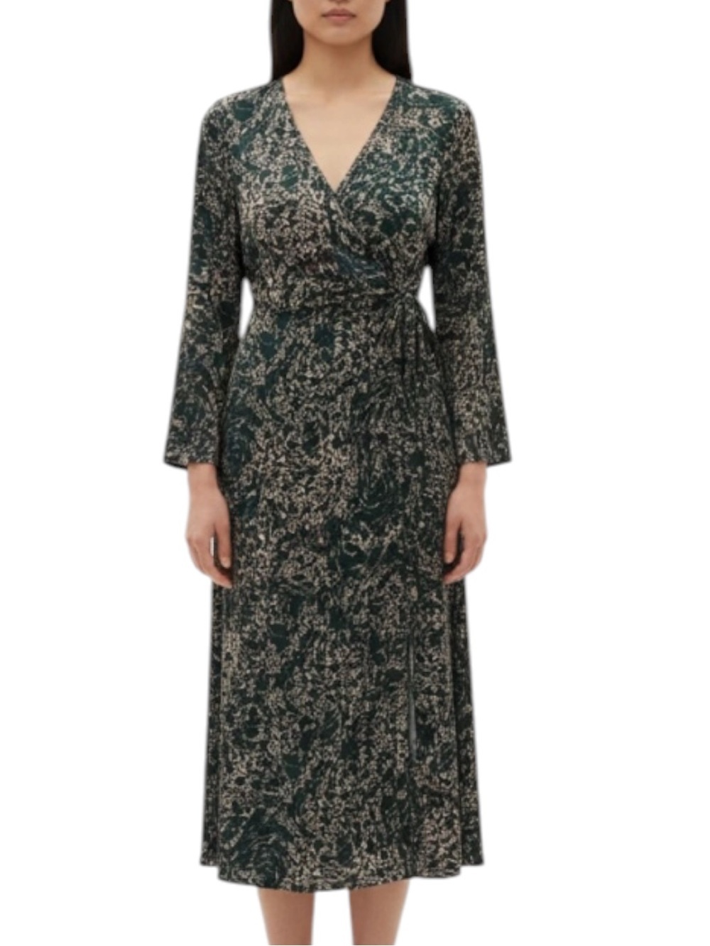 ZARA MARBLED GREEN KIMONO STYLE WRAP BOHO DRESS SZ XS EUC
